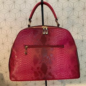 Faux Leather bowling bag style handbag with gold hardware
